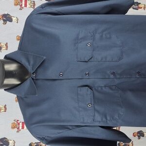 Dickies Workwear dark blue 3XL button-up shorts sleeve mechanic work shirt